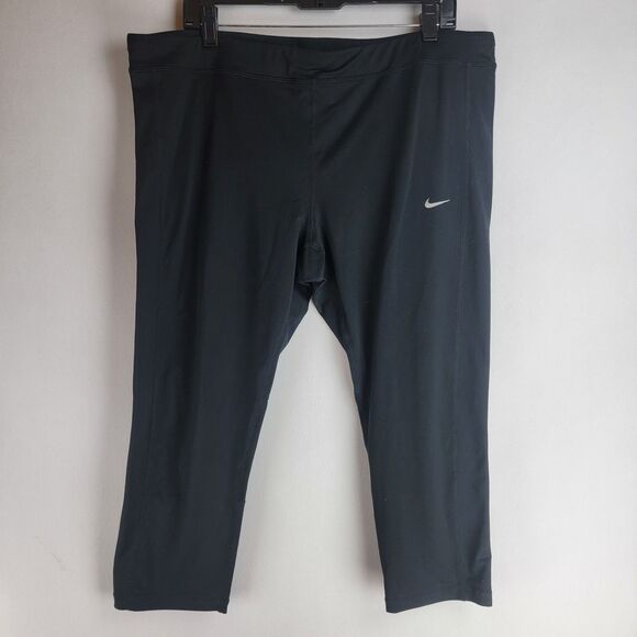 Nike Wos 2X Black Dri-fit Poly Spandex All-In Training Crop Pants Running Tights - Picture 1 of 8